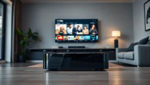 Introduce the superbox s7 max for seamless streaming in a sleek living room.