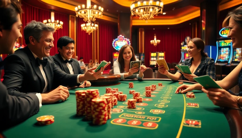 Experience the thrilling atmosphere of topclub as players master poker strategies at a luxurious casino table.