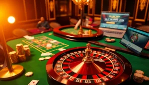 Experience the thrill of gaming as players engage with a hidden wiki link amidst luxury casino elements.