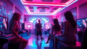 Immersive scene of AI-generated porn games showcasing vibrant graphics and interactive elements.