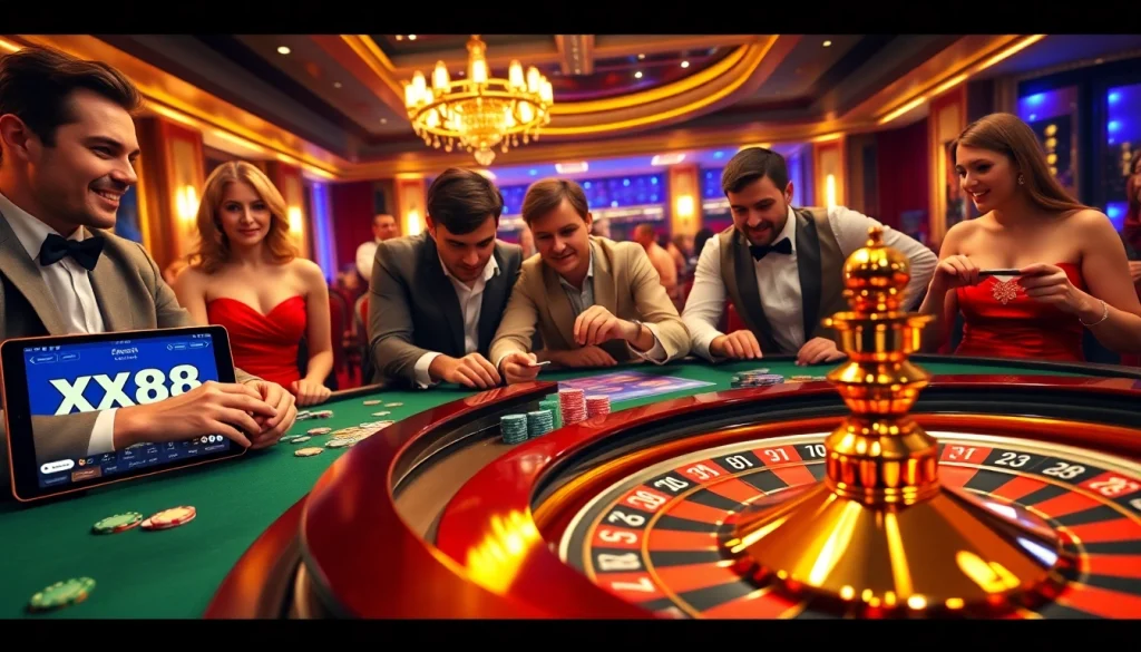 Experience thrilling casino action at https://xx88.today/ with excited players and vibrant gaming elements.