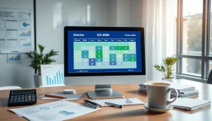 View of an IPVA GO calendar interface on a professional workspace, emphasizing organization and clarity.
