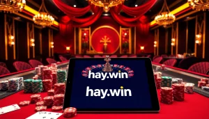 Experience the thrill of gaming at hay.win with vibrant casino visuals featuring poker chips and roulette.