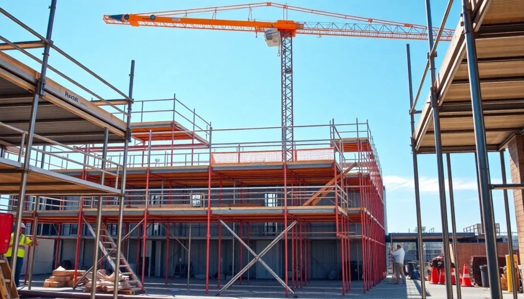 Scaffold hire in Whangarei demonstrates professional scaffolding setup at a construction site.