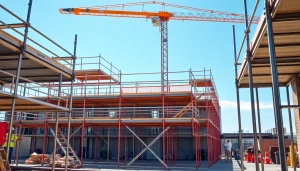 Scaffold hire in Whangarei demonstrates professional scaffolding setup at a construction site.