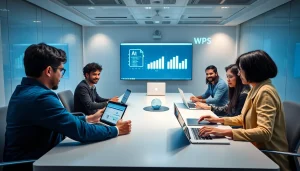 展示WPS下载功能与团队协作的协同办公环境。