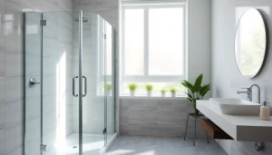Transform your bathroom with elegant shower doors that feature sleek glass designs and polished chrome fixtures.