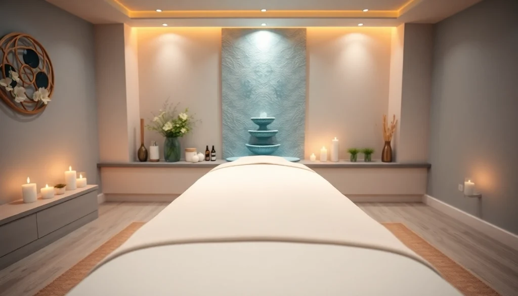 출장마사지 서비스를 위한 차분한 분위기의 마사지 치료 공간.