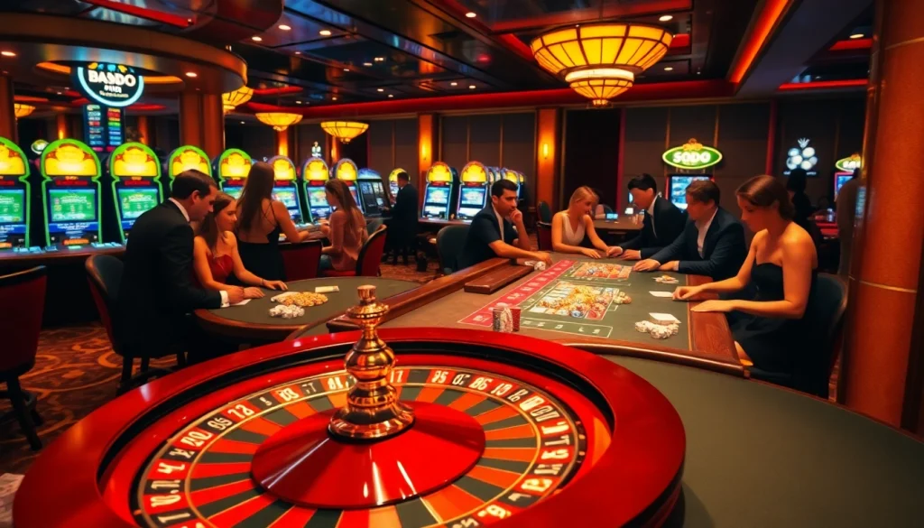 Experience excitement at SODO CASINO with players winning at roulette and poker tables.