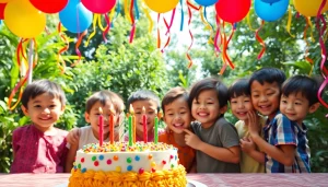 Celebrate a joyful Singapore birthday party with colorful decorations and happy children.