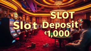 Engaging slot machines with vibrant lights highlighting slot deposit 1000 opportunities in a luxurious casino setting.