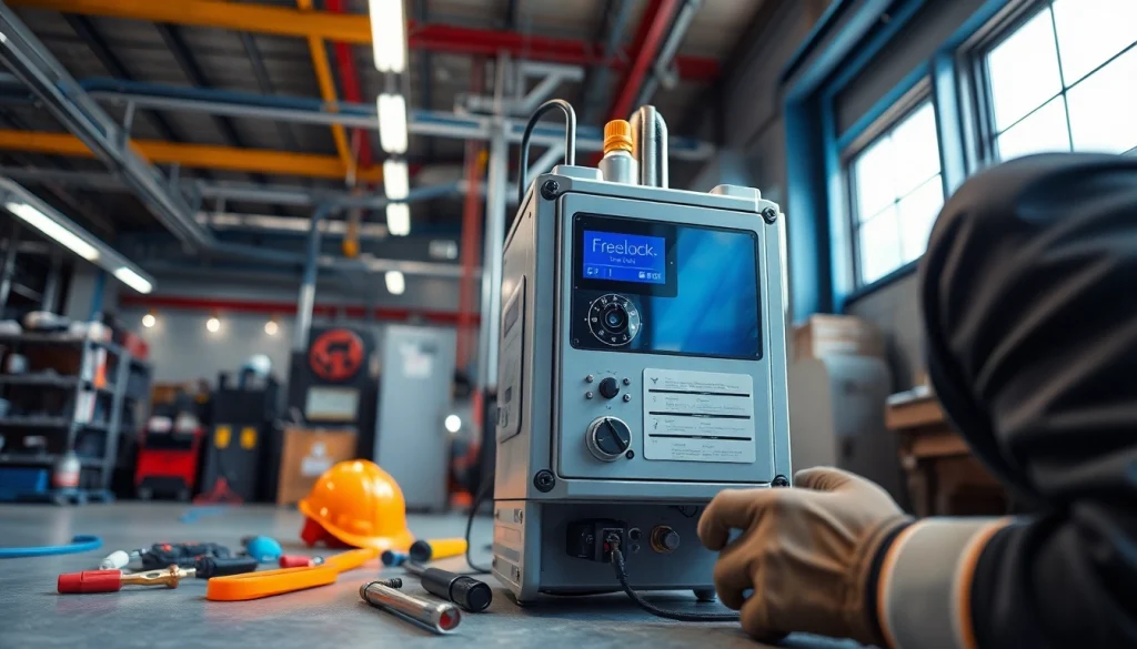 Freelock-Installation durch einen Techniker in einem modernen Arbeitsbereich.