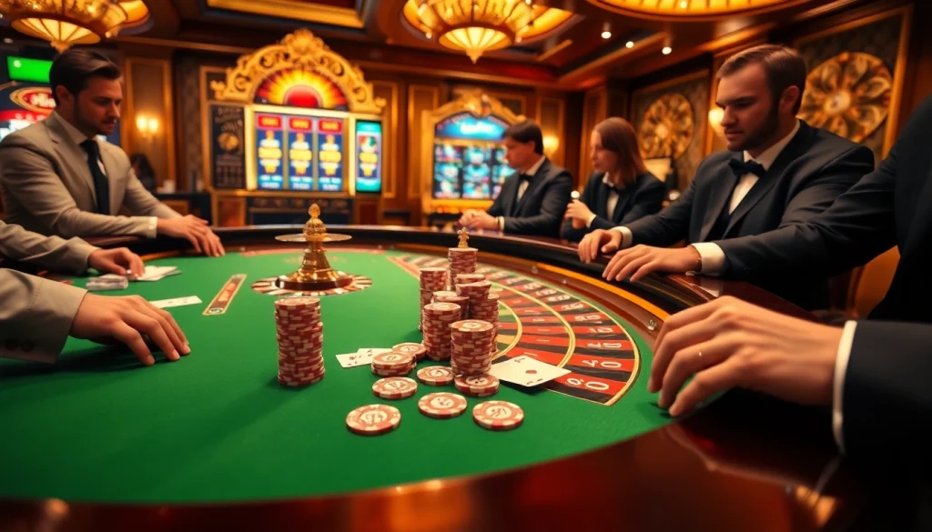 Exciting scene at Luckywin club with players betting at a roulette table.