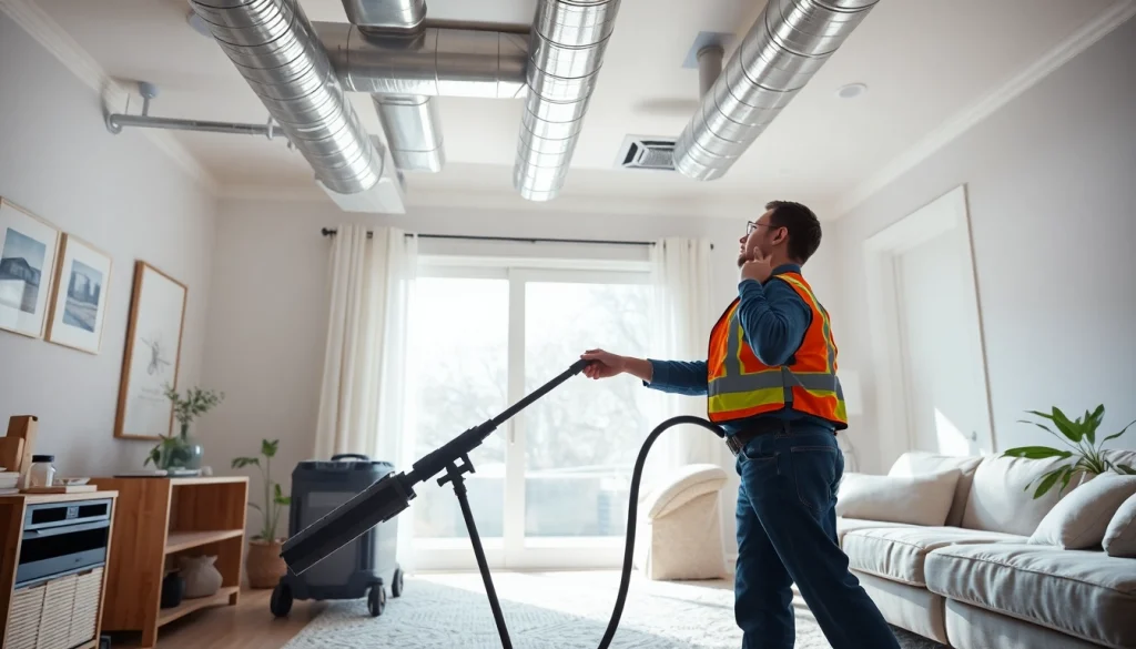 Air Duct Cleaning in Charlotte, showcasing a technician cleaning ducts to improve indoor air quality.