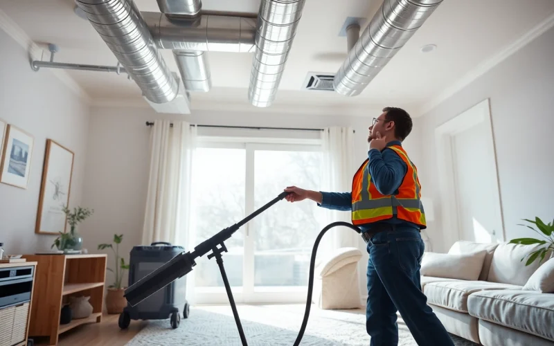 Air Duct Cleaning in Charlotte, showcasing a technician cleaning ducts to improve indoor air quality.