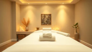 수원출장마사지용 차분한 색상과 차분한 분위기가 어우러진 실내 휴식 공간.