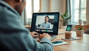 Enjoy seamless communication with WhatsApp Web in a modern home office setup.