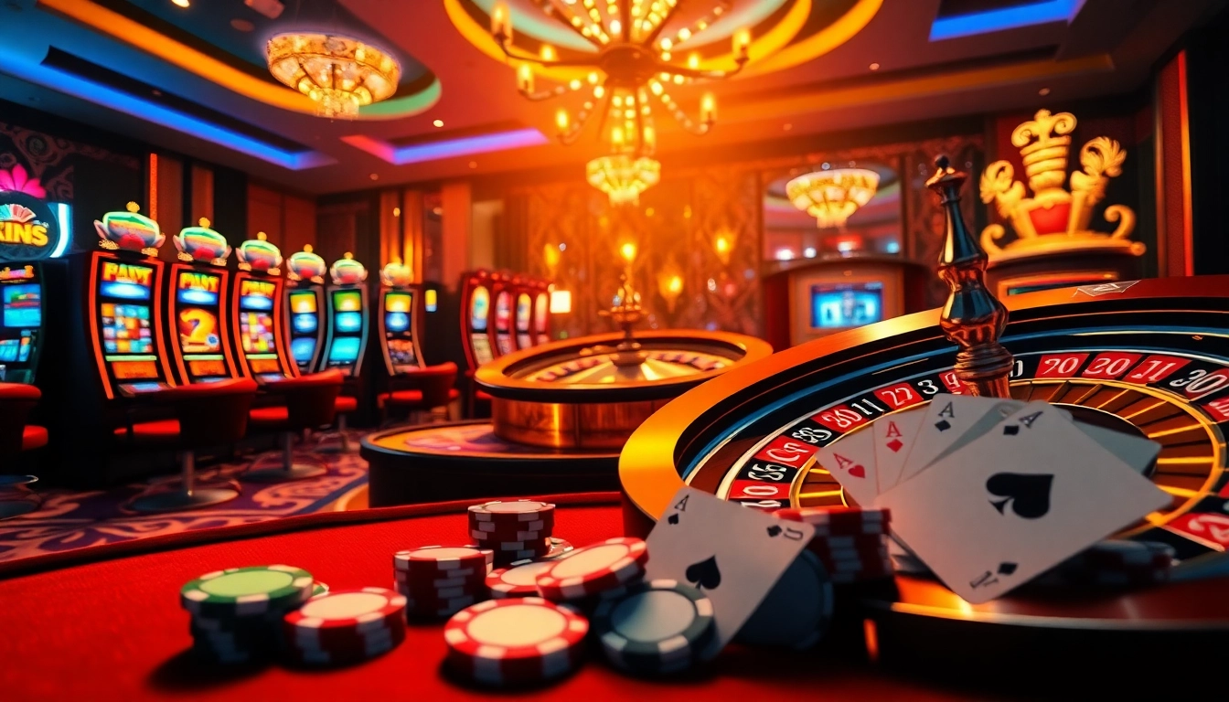 Découvrez l'excitation du meilleur casino en ligne avec des visuels de jeux dynamiques mettant en vedette la roulette, les cartes et les machines à sous.