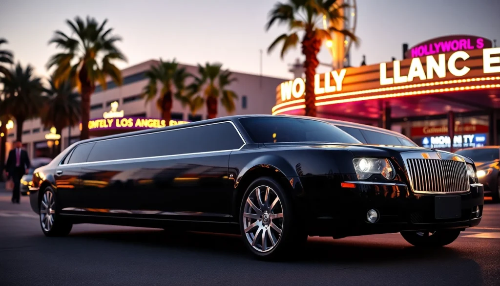 Los Angeles Limo service with sleek stretch limousine ready for pickup.