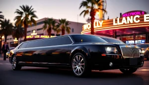 Los Angeles Limo service with sleek stretch limousine ready for pickup.