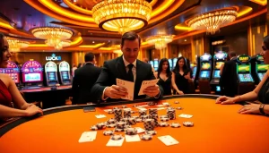 Experience LUCK8's thrilling gaming atmosphere with dynamic casino tables and excited players.