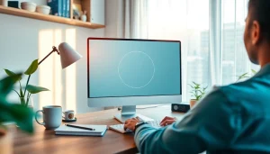 Engaging user experience for image circle crop tool in a modern office setting.