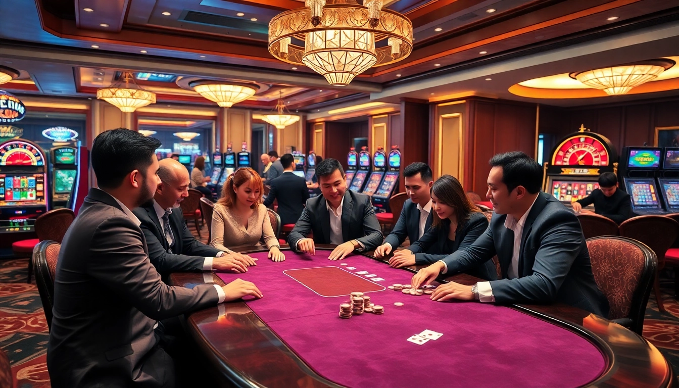 Engaged players at a poker table capturing the excitement of jun88.com casino experiences.