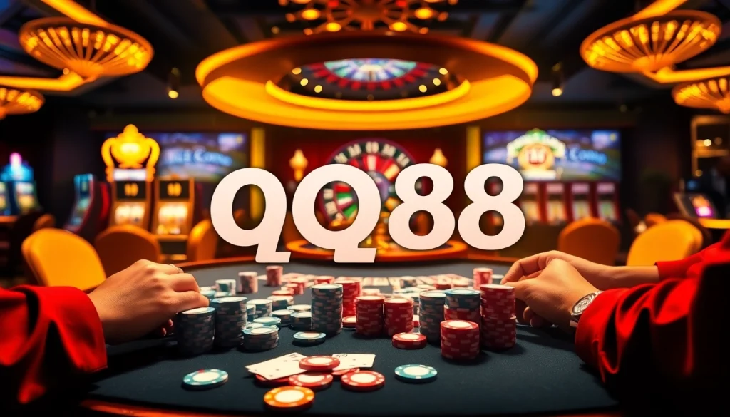 Experience the excitement of đăng nhập qq88 at a high-stakes poker table surrounded by colorful chips.