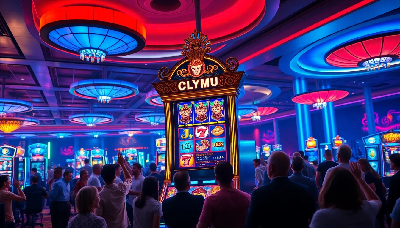 Engaging scene of players enjoying the slot demo olympus at a vibrant casino.