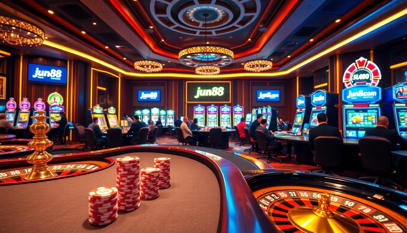 Experience the thrill of winning at jun88.com with vibrant casino games and engaging poker players.