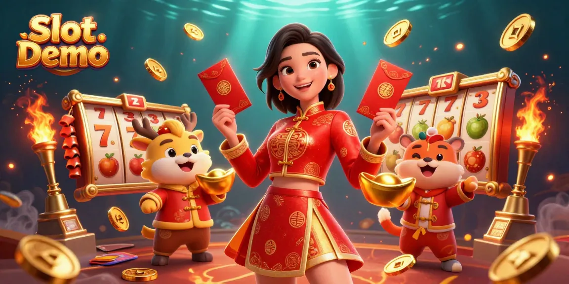 Engage in exciting Slot Demo gameplay with vibrant visuals, lucky symbols, and festive elements.