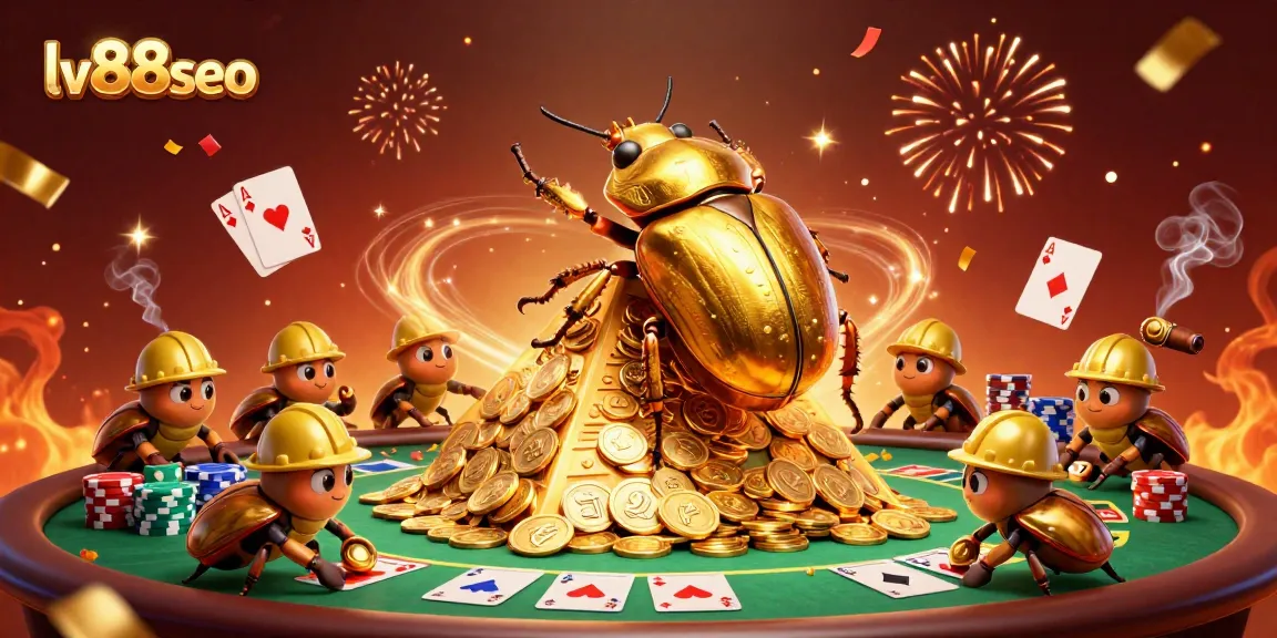 Experience the vibrant action of lv88seo with gold coins, poker elements, and dynamic celebration.