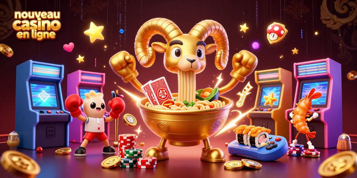 Découvrez le nouveau casino en ligne à travers une illustration dynamique de personnages ludiques avec des éléments de jeux colorés.