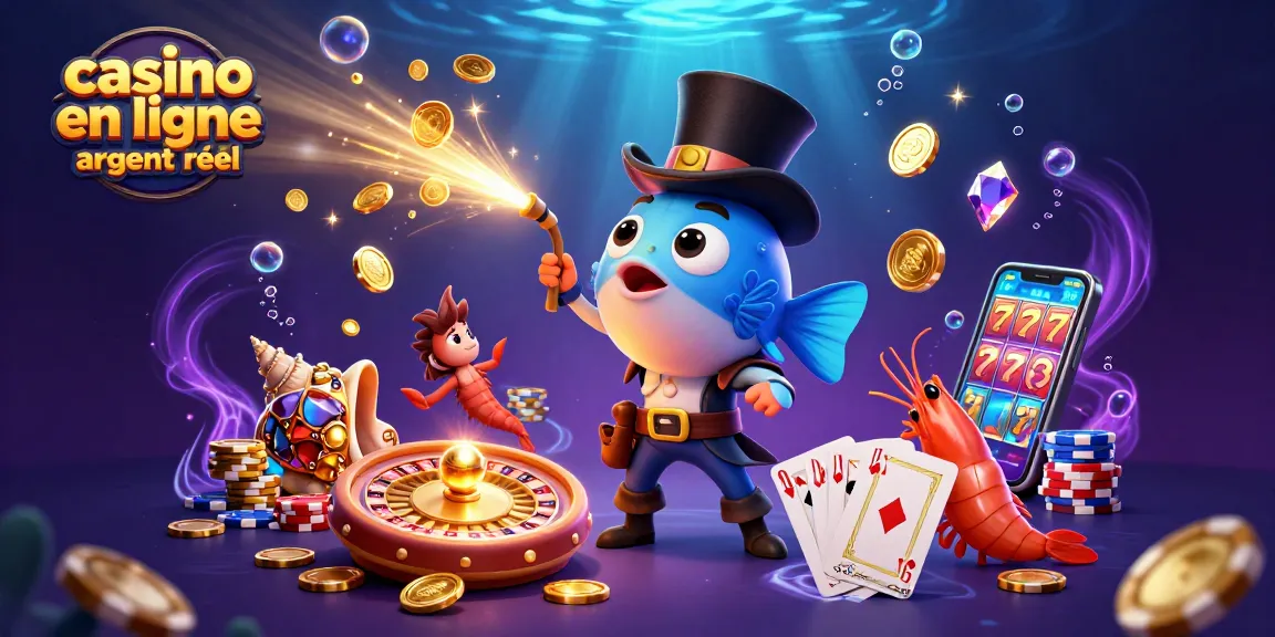 Jouez au casino en ligne argent réel avec des personnages animés dans un océan de pièces d'or.