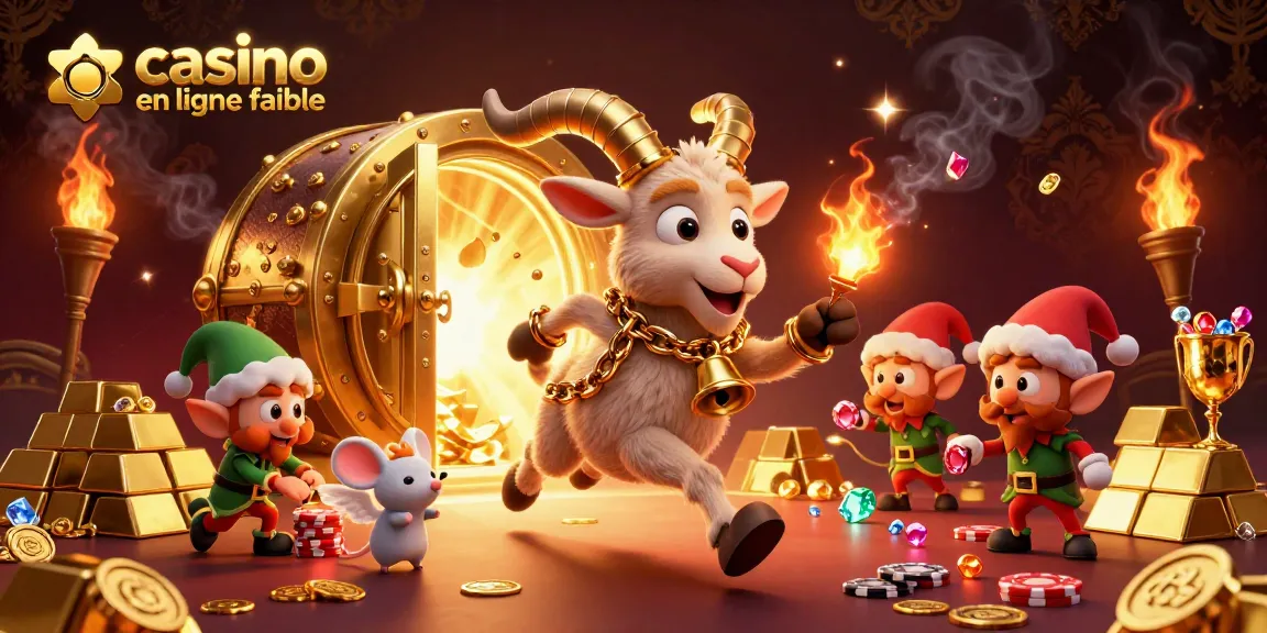 Gagnez à casino en ligne fiable avec un Krampus animant un casino festif, entouré de trésors scintillants.
