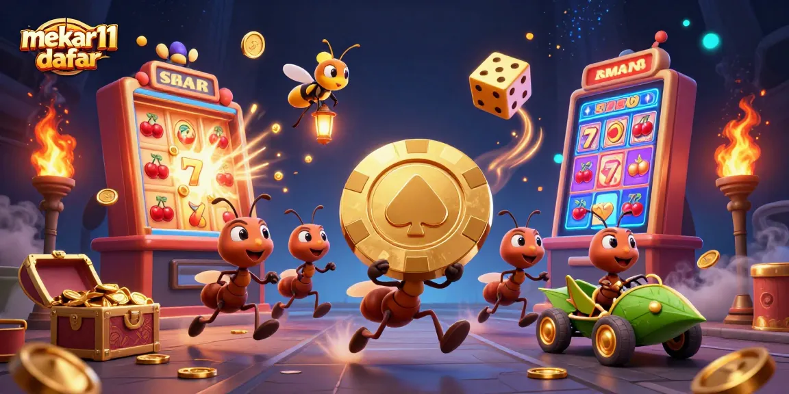 Experience mekar11 daftar in a vibrant, action-packed casino heist scene with animated characters.