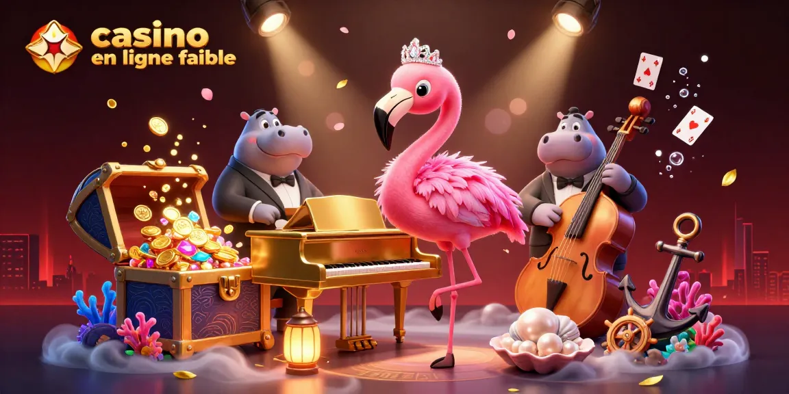 Jouer dans un casino en ligne fiable à l'aide de l'illustration 3D d'une scène de casino colorée et dynamique.