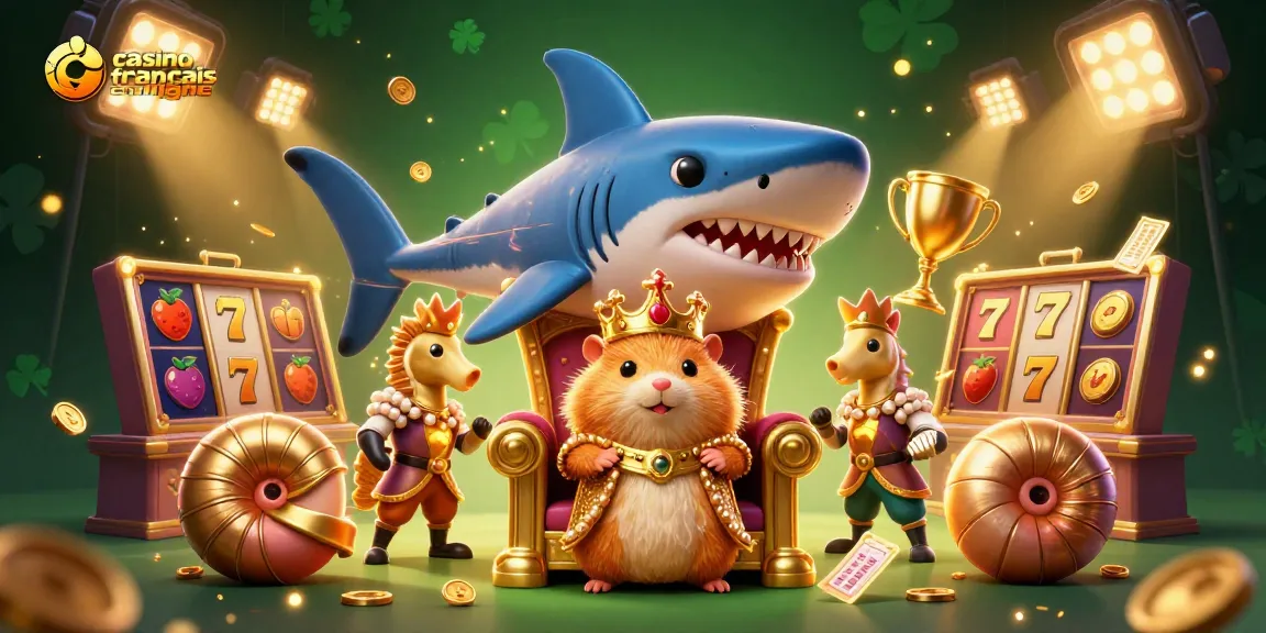 Jouez aux jeux de machine à sous sur casino français en ligne avec le roi hamster dans une scène dynamique.