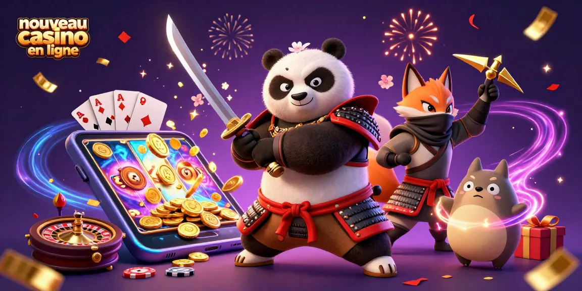 Découvrez le nouveau casino en ligne avec un panda samouraï, un renard ninja et des éléments de jeu en 3D.