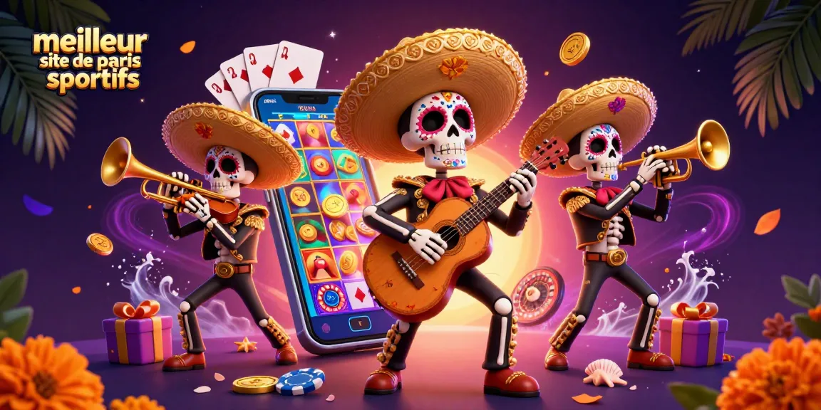 Pariez sur le meilleur site de paris sportifs avec une illustration festive de jeux de casino.