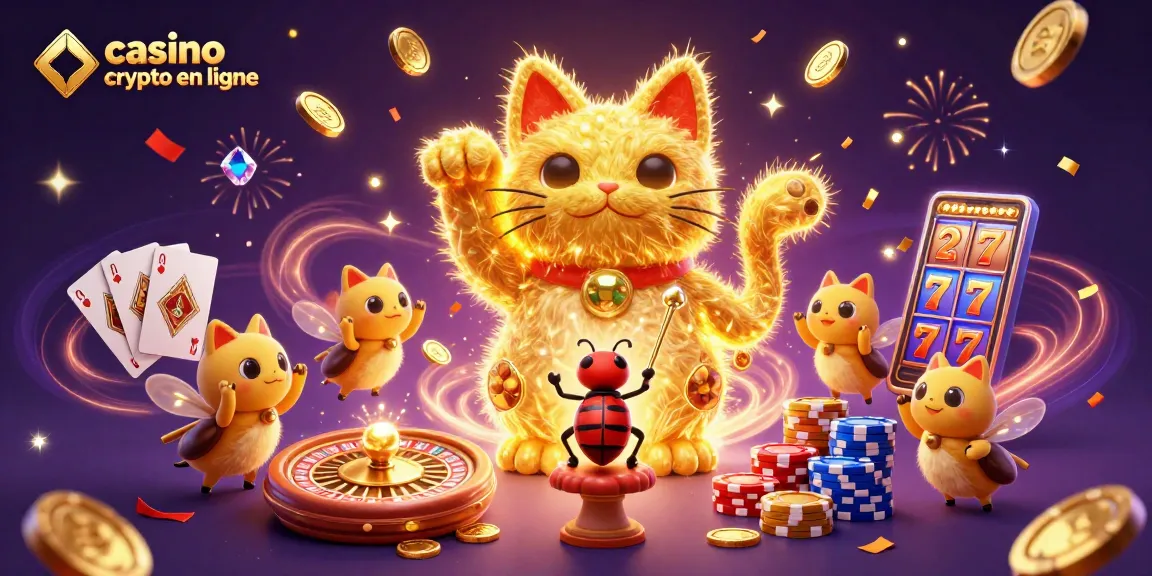 Gagnez avec casino crypto en ligne grâce à une illustration dynamique de symboles de jeu et de feux follets