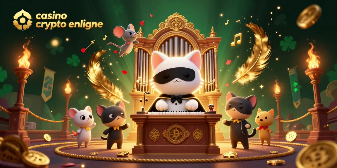 Casino crypto en ligne avec un chat fantôme et un acrobate, luttant pour gagner des récompenses.